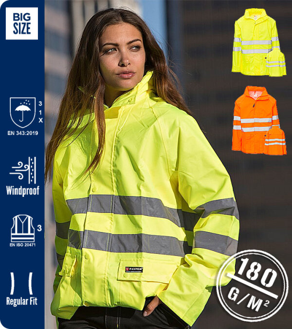 CHAQUETA IMPERMEABLE ALTA VISIBILIDAD 180 Grms. HURRICANE-JACKET PAYPER