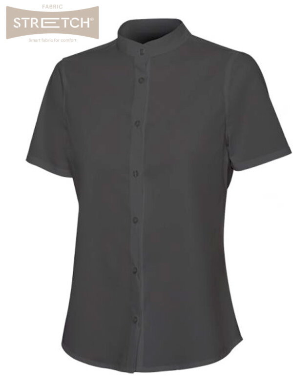 CAMISA MUJER TEJIDO ELÁSTICO STRETCH CUELLO TIRILLA MANGA CORTA VELILLA 405014S