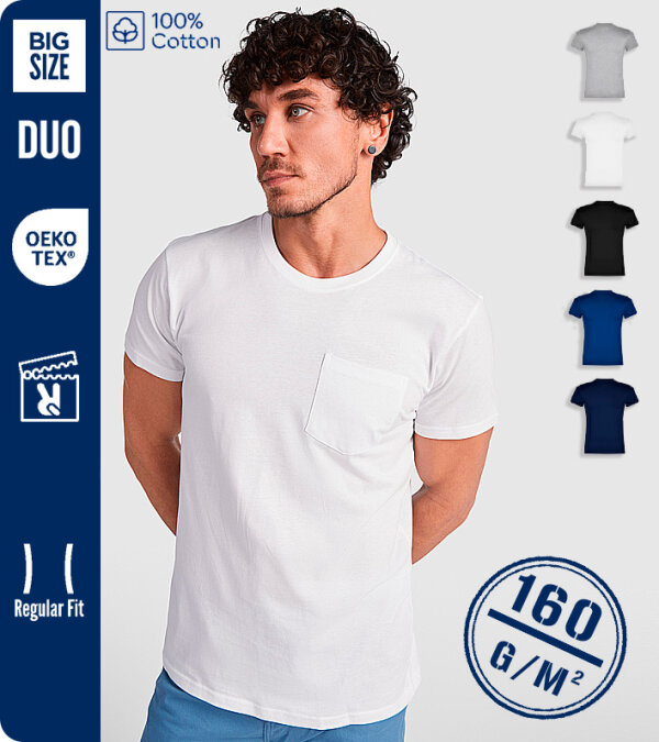CAMISETA HOMBRE  100% ALGODÓN CON BOLSILLO MANGA CORTA 160 Grms. ROLY TECKEL 6523