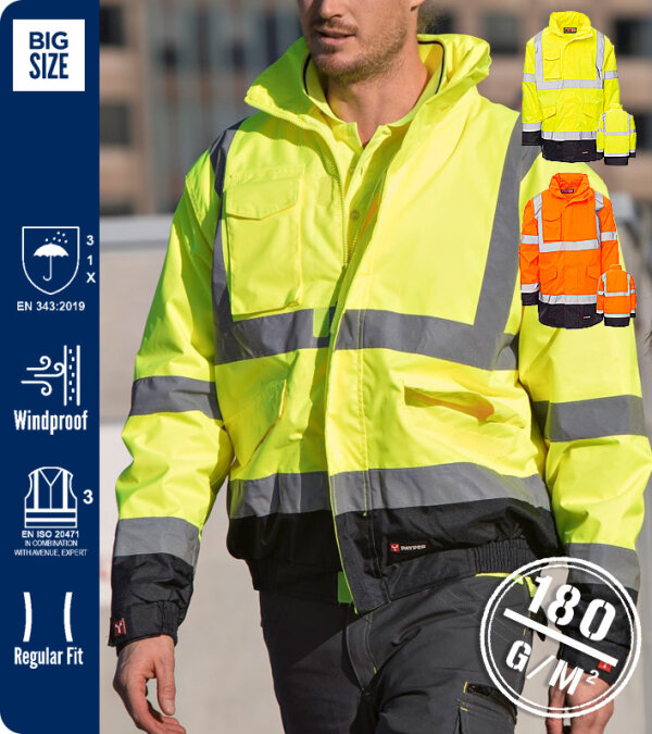 CHAQUETA IMPERMEABLE BICOLOR ALTA VISIBILIDAD 180 Grms. PADDOCK PAYPER
