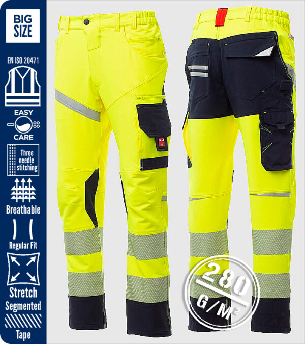 PANTALÓN BICOLOR A.V. STRETCH UNISEX 280 Grms  NEXT 4W HI-VI PAYPER