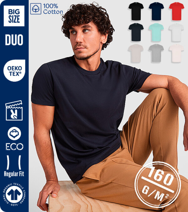 CAMISETA HOMBRE MANGA CORTA  100% ALGODÓN ORGÁNICO  160 Grms. ROLY GOLDEN 6690
