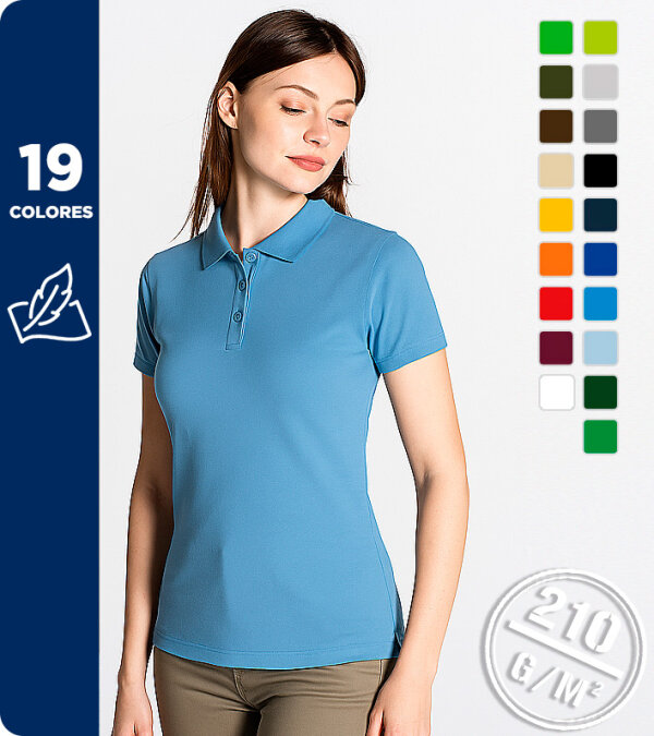POLO  MANGA CORTA MUJER 65Pol/35Alg.  210g MUKUA MK214CV/WV NOBBY 