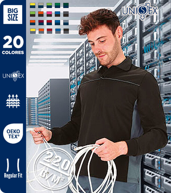 POLO BICOLOR MANGA LARGA POL/ALG 220  Grms. VALENTO THUNDER