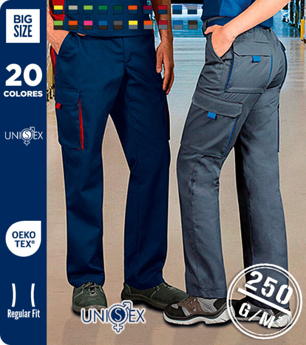 PANTALÓN BICOLOR UNISEX MULTIBOLSILLOS 250Grms. VALENTO THUNDER