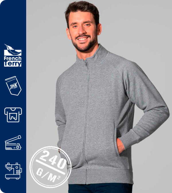 SUDADERA CREMALLERA COMPLETA FRENCH TERRY 60% ALGODÓN 240 Grms. JHK SWFUZIP240