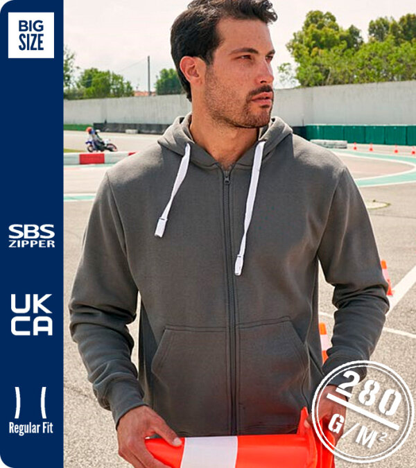 CHAQUETA SUDADERA CAPUCHA HOMBRE CREMALLERA  280 Grms. PORTLAND PAYPER