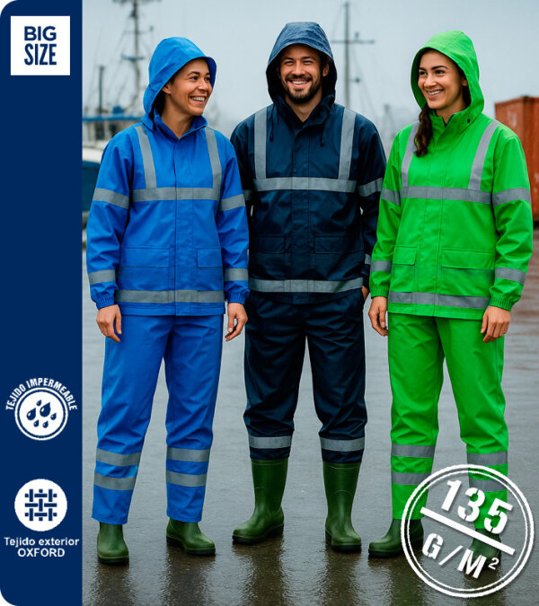 TRAJE DE AGUA IMPERMEABLE CON CINTAS REFLECTANTES.WORKTEAM S2013