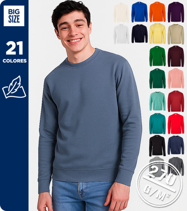 SUDADERA UNISEX CUELLO REDONDO 60% ALGODÓN - MUKUA AVALON MK620V