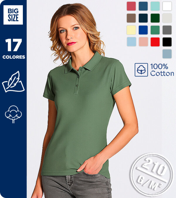 POLO 100% ALGODÓN MANGA CORTA MUJER 210g MUKUA PS200WW/WC MACKAY WOMAN