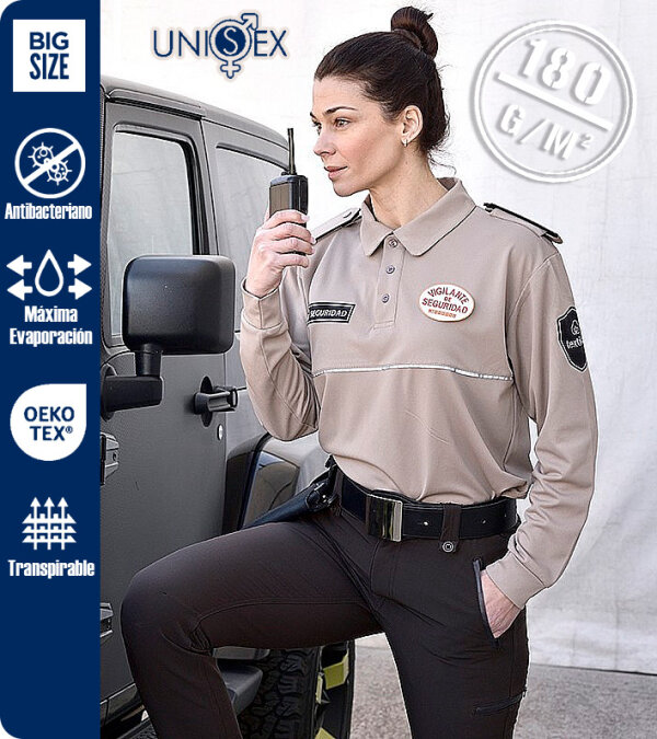 POLO VIGILANTE MANGA LARGA LÍNEA SECURITY UNISEX 180 Grms. TEXTIL-R ELITE 160
