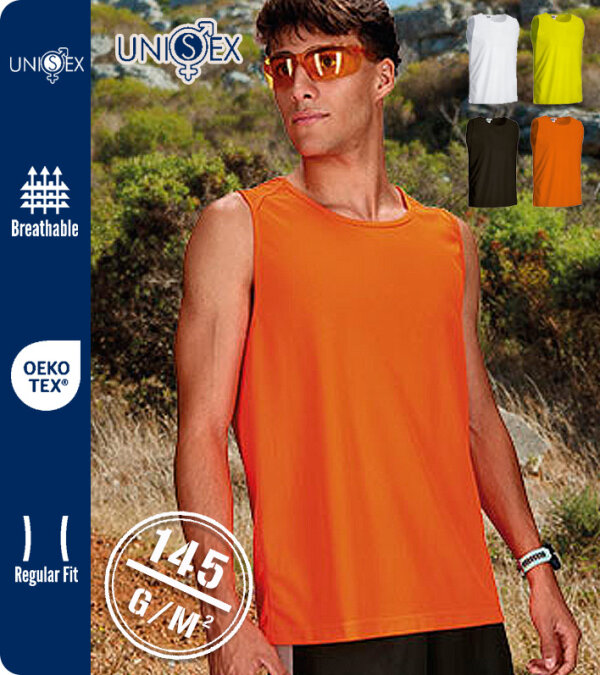 CAMISETA TÉCNICA SIN MANGAS- 100% POLIESTER 145 Grms. VALENTO SPEEDY