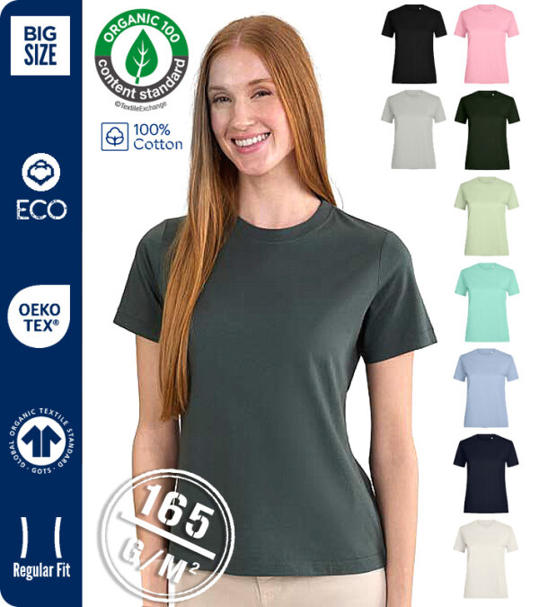 CAMISETA MANGA CORTA MUJER  100% ALGODÓN ORGÁNICO 165 Grms  MUKUA COAST WOMAN TSN165WC