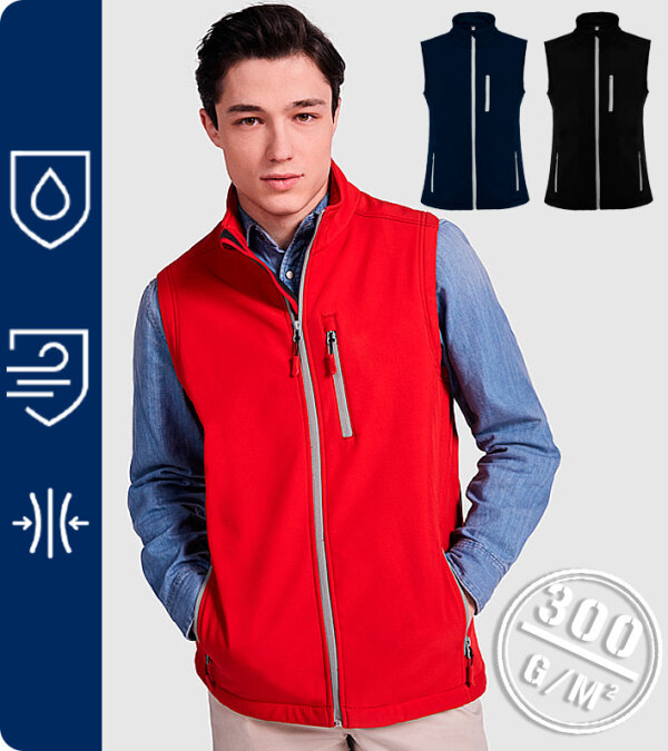 CHALECO SOFTSHELL 2 CAPAS CREMALLERA A CONTRASTE  300Grms. NEVADA 1199