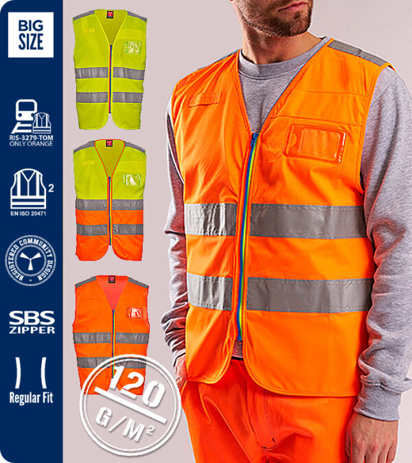 CHALECO ALTA VISIBILIDAD TEJIDO DRY-TECH CREMALLERA 120 Grms.  ACE PAYPER