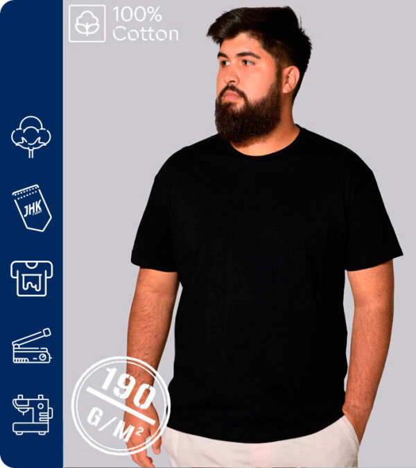 CAMISETA HOMBRE REGULAR PREMIUM KING SIZE 190 Grms. JHK TSRA190KS