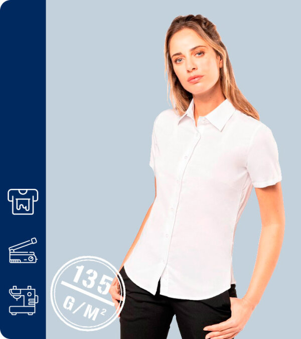 CAMISA MANGA CORTA MUJER ENTALLADA OXFORD -135Grms JHK SHRLSSOXF