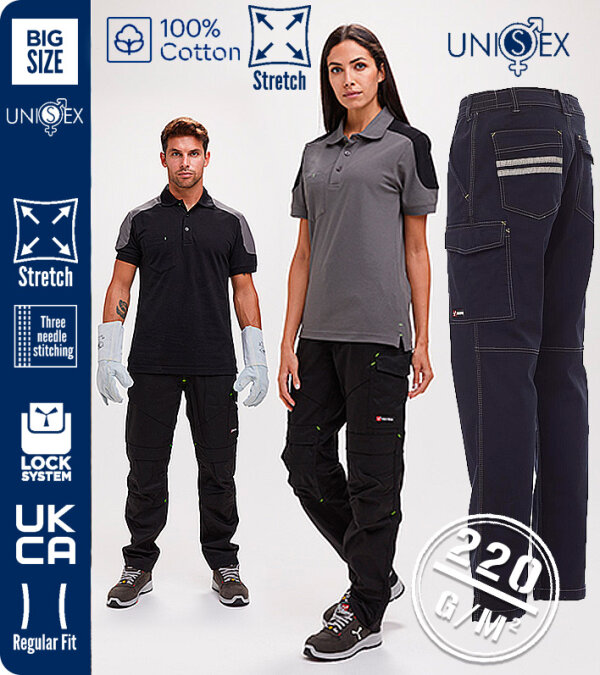 PANTALÓN DE VERANO UNISEX TEJIDO ELÁSTICO STRECH ALGODÓN LIGERO 210 Grms. WORKER SUMMER PAYPER 