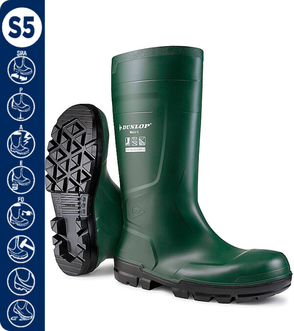 BOTA DE AGUA VERDE DE SEGURIDAD S5 PVC CAÑA ALTA ANIBAL DUNLOP NB2KL01V
