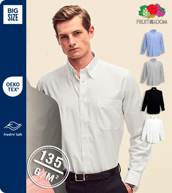 CAMISA OXFORD BOLSILLO MANGA LARGA 70% Alg.-135 Grms. FRUIT OF THE LOOM 65114