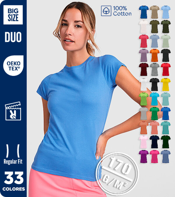 CAMISETA MUJER MANGA CORTA ENTALLADA 100% ALGODÓN  170 Grms. ROLY CAPRI 6683