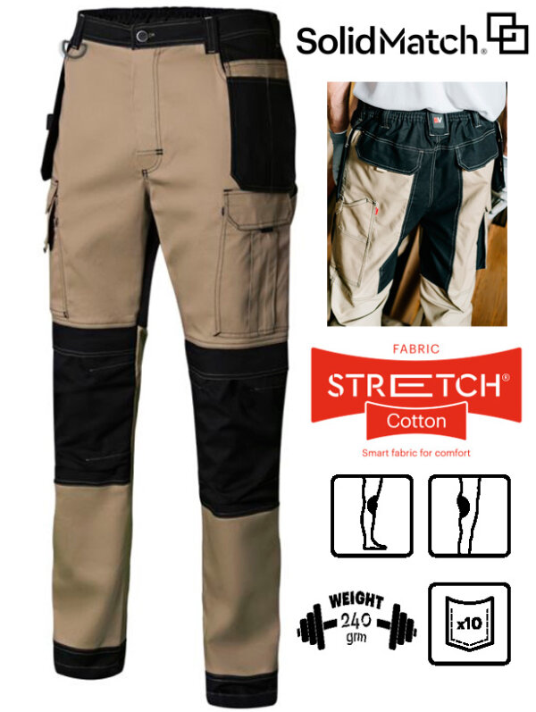  PANTALÓN CANVAS STRETCH 240 Grms. VELILLA 103019S - GAMA SOLIDMATCH - 