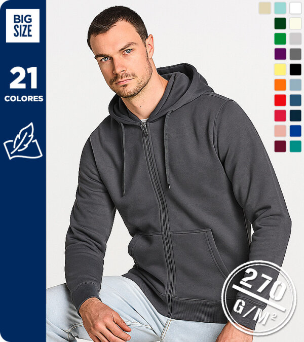 SUDADERA CAP. CREMALLERA ENTERA 60% ALGODÓN - MUKUA SF270U BYRON
