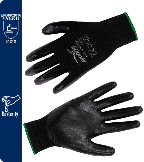GUANTES POLYESTER-NITRILO 13G SKILL N2 PAYPER. PACK 12 pares