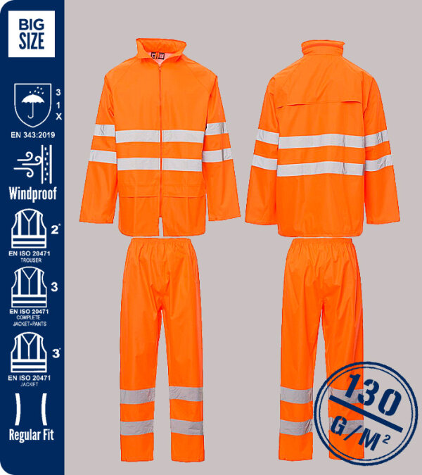 TRAJE DE LLUVIA ALTA VISIBILIDAD 130 Grms. HI-VI RAINSET PAYPER