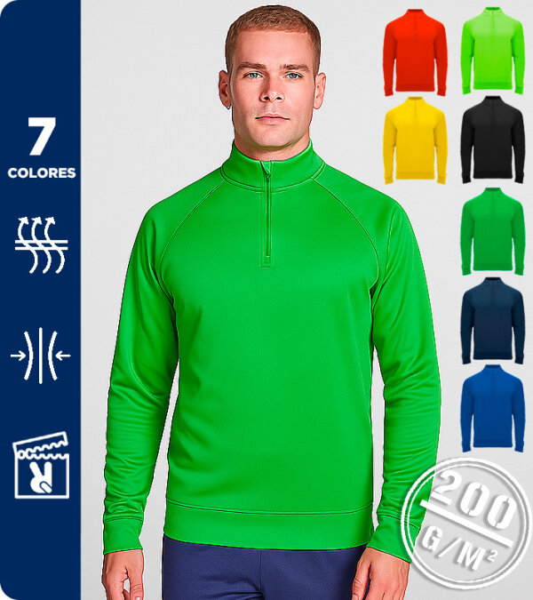 SUDADERA TÉCNICA  MEDIA CREMALLERA  100% POLIÉSTER  200Grms. ROLY EPIRO 1115