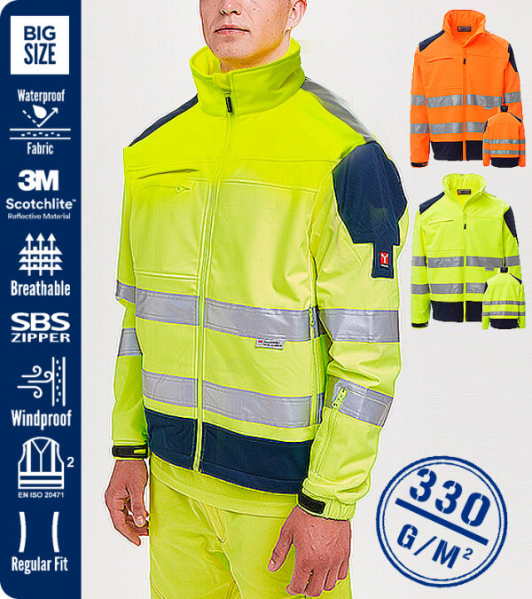 CHAQUETA ERGONÓMICA SOFT SHELL 330 Grms. BICOLOR ALTA VISIBILIDAD SCREEN PAYPER