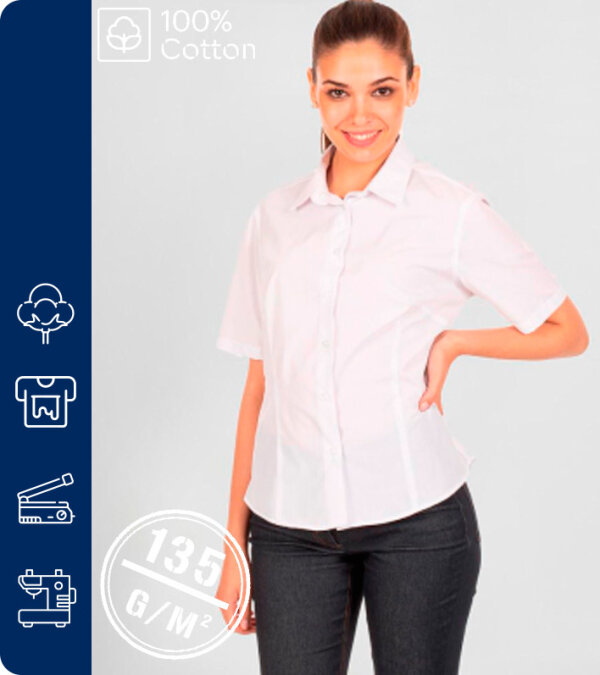 CAMISA MANGA CORTA MUJER 100% ALGODÓN POPLIN -135Grms JHK SHRLSSPOP