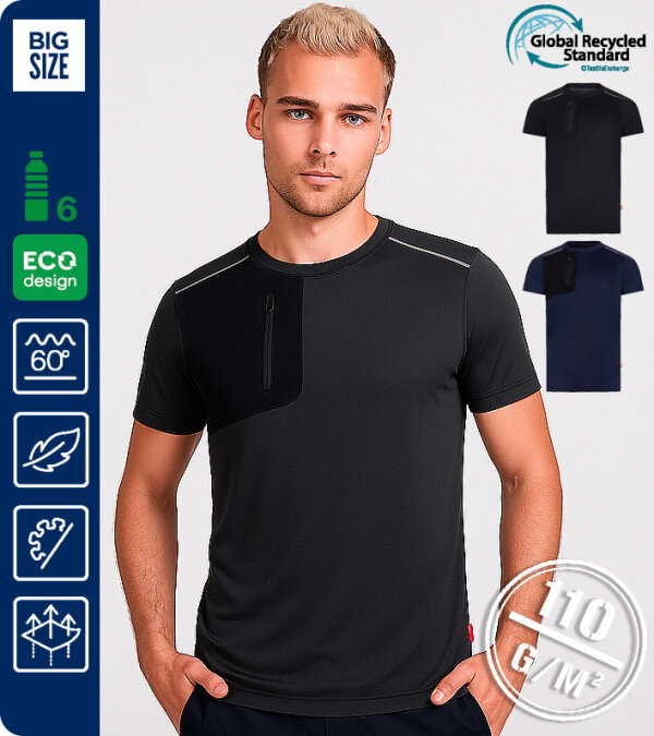 CAMISETA TÉCNICA BICOLOR  BOLSILLO, RECICLADA 110Grms.  V.DYNAMIX VELILLA 105635