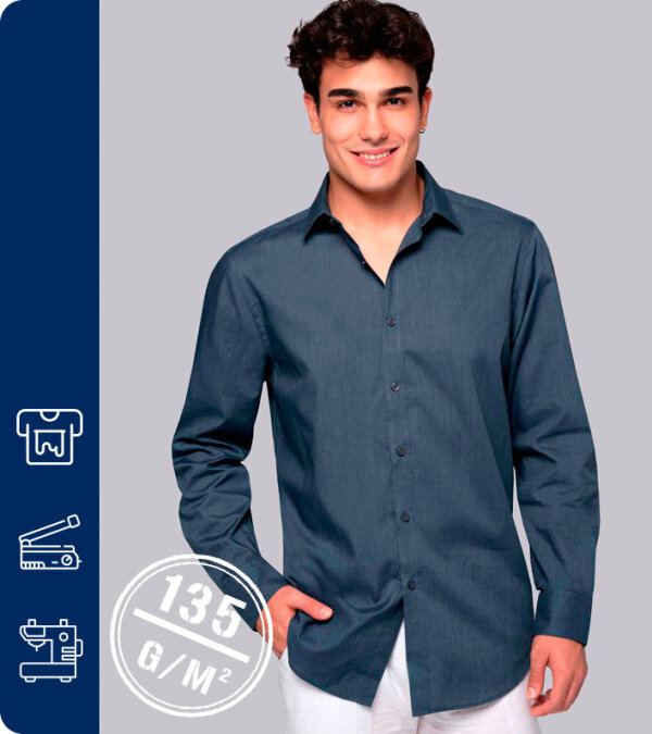 CAMISA MANGA LARGA HOMBRE EFECTO VAQUERO MONACO -135Grms JHK SHAMONACO