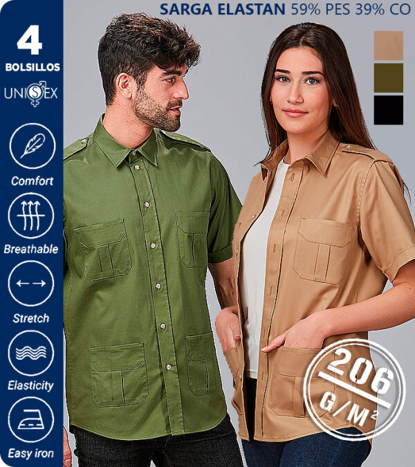 CAMISA UNISEX 4 BOLSILLOS ACIRON 206 Grms. GARYS 600054