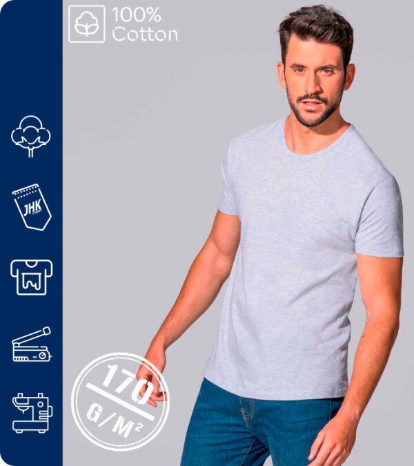 CAMISETA HOMBRE REGULAR HIT 100% ALGODÓN 170 Grms. JHK TSRA170