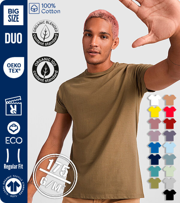 CAMISETA HOMBRE MANGA CORTA 100% ALGODÓN ORGÁNICO 175 Grms. ROLY BREDA 6698