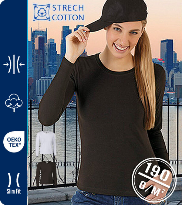 CAMISETA MUJER MANGA LARGA TEJIDO ELÁSTICO CORTE AJUSTADO 190 Grms. VALENTO FUNKY