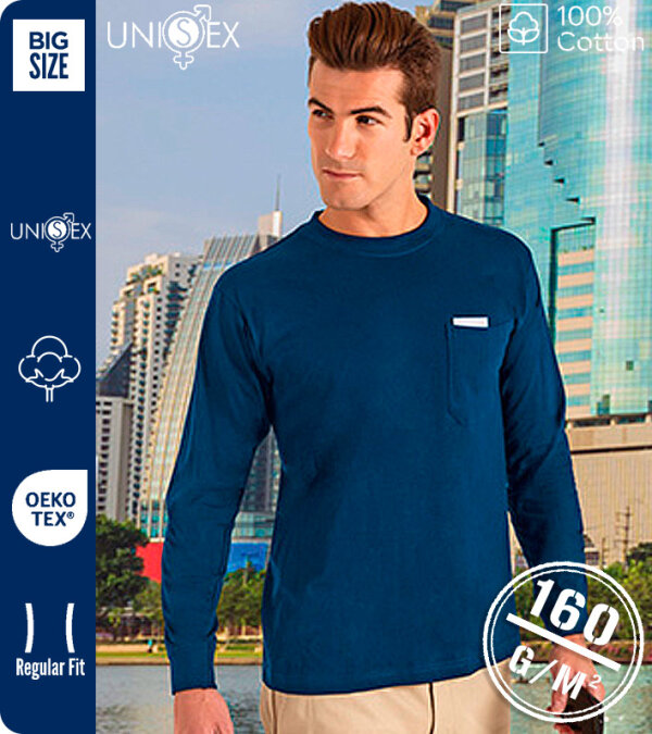 CAMISETA UNISEX MANGA LARGA CON  BOLSILLO Y PUÑOS - 100% ALGODÓN 160 Grms. VALENTO BEAR