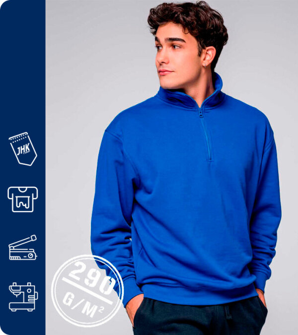 SUDADERA HOMBRE MEDIA CREMALLERA HALF ZIP 290 Grms. JHK SWRAZIP