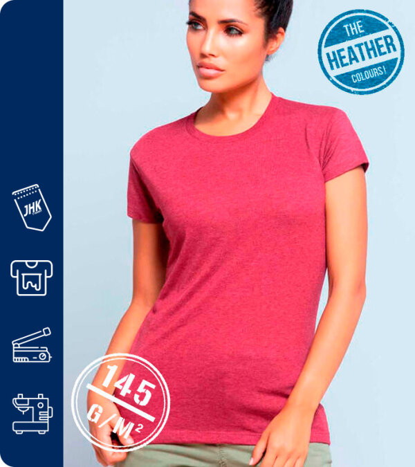 CAMISETA MUJER REGULAR LADY  COMFORT HEATHER 145 Grms. JHK TSRLCMF