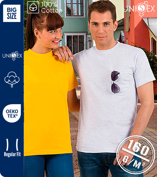 CAMISETA HOMBRE MANGA CORTA CON BOLSILLO 100% ALGODÓN 160 Grms. VALENTO EAGLE