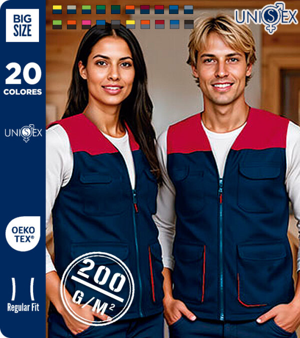 CHALECO LIGERO BICOLOR UNISEX MULTIBOLSILLOS 200Grms. VALENTO THUNDER 