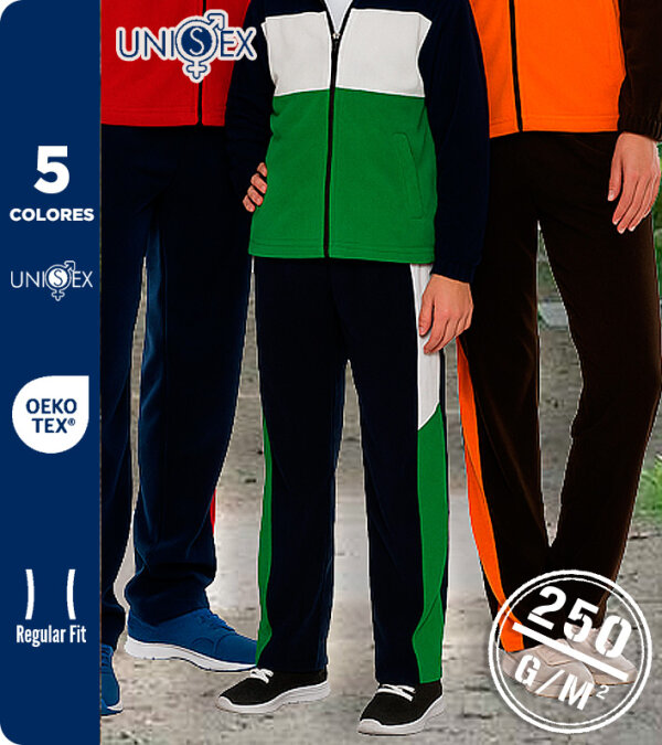 PANTALÓN TRICOLOR UNISEX  TIPO CHANDAL TEJIDO DE MICROPANA 250 Grms. VALENTO VERSUS