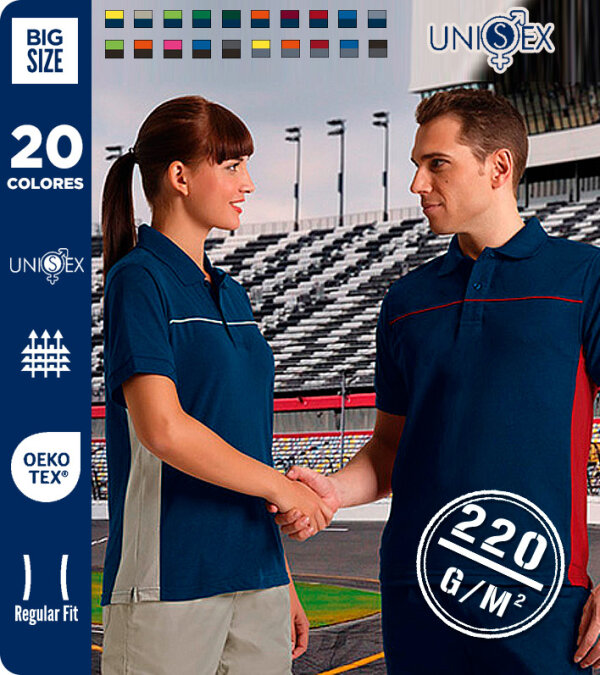 POLO BICOLOR MANGA CORTA   POL/ALG.  220  Grms. VALENTO THUNDER