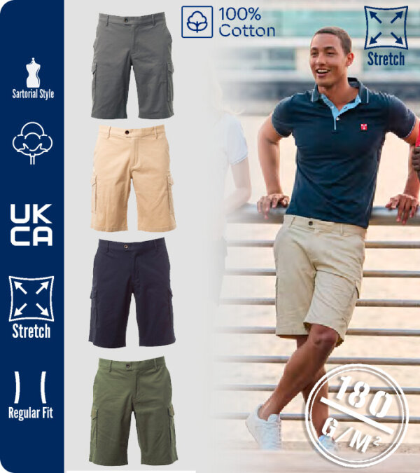 BERMUDAS ALGODÓN CLÁSICAS STRETCH HOMBRE 180Grms. MAJOR SHORT PAYPER