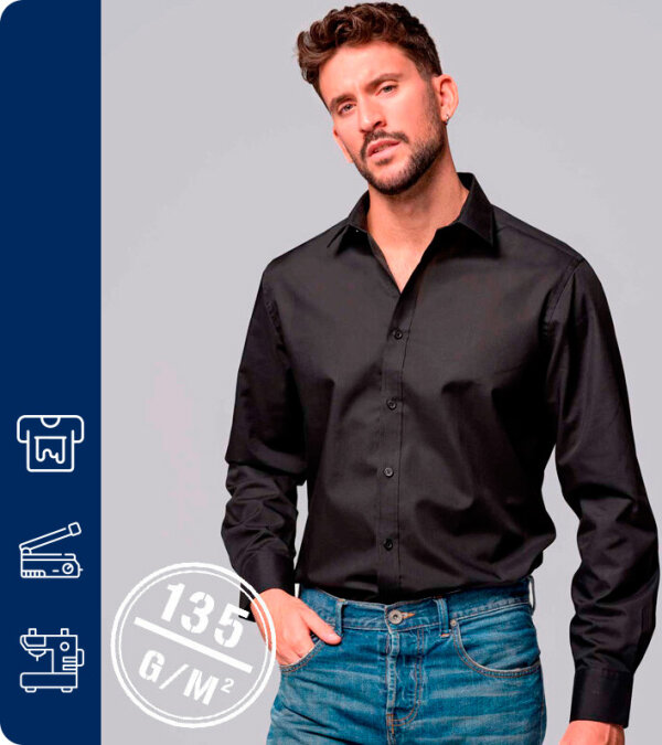 CAMISA MANGA LARGA  HOMBRE ANTIARRUGAS Y ANTIBACTERIAS PEKIN -135Grms JHK SHAPEKIN