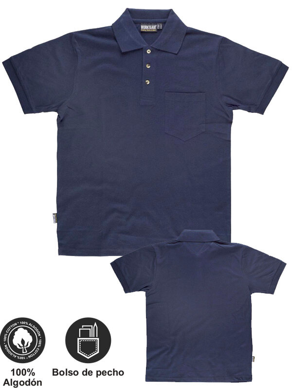 POLO 100% ALGODÓN MANGA CORTA CON BOLSILLO 230 Grms WORKTEAM S6507