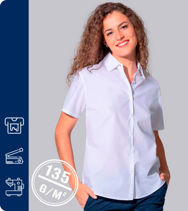 CAMISA MANGA CORTA MUJER POPELIN CASUAL & BUSINESS - 135Grms JHK SHLPOPSS