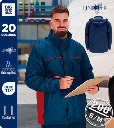 PARKA IMPERMEABLE BICOLOR CON  CAPUCHA ESCAMOTABLE  200Grms. VALENTO THUNDER